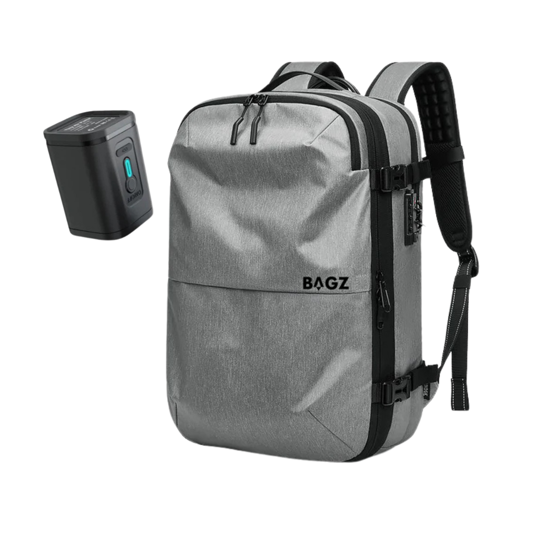 PACK: MOCHILA LIGHT GREY AIRBAGZ + COMPRESOR