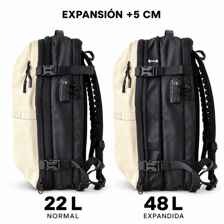 Pack: Mochila de viaje Berlin Beige + Compresor