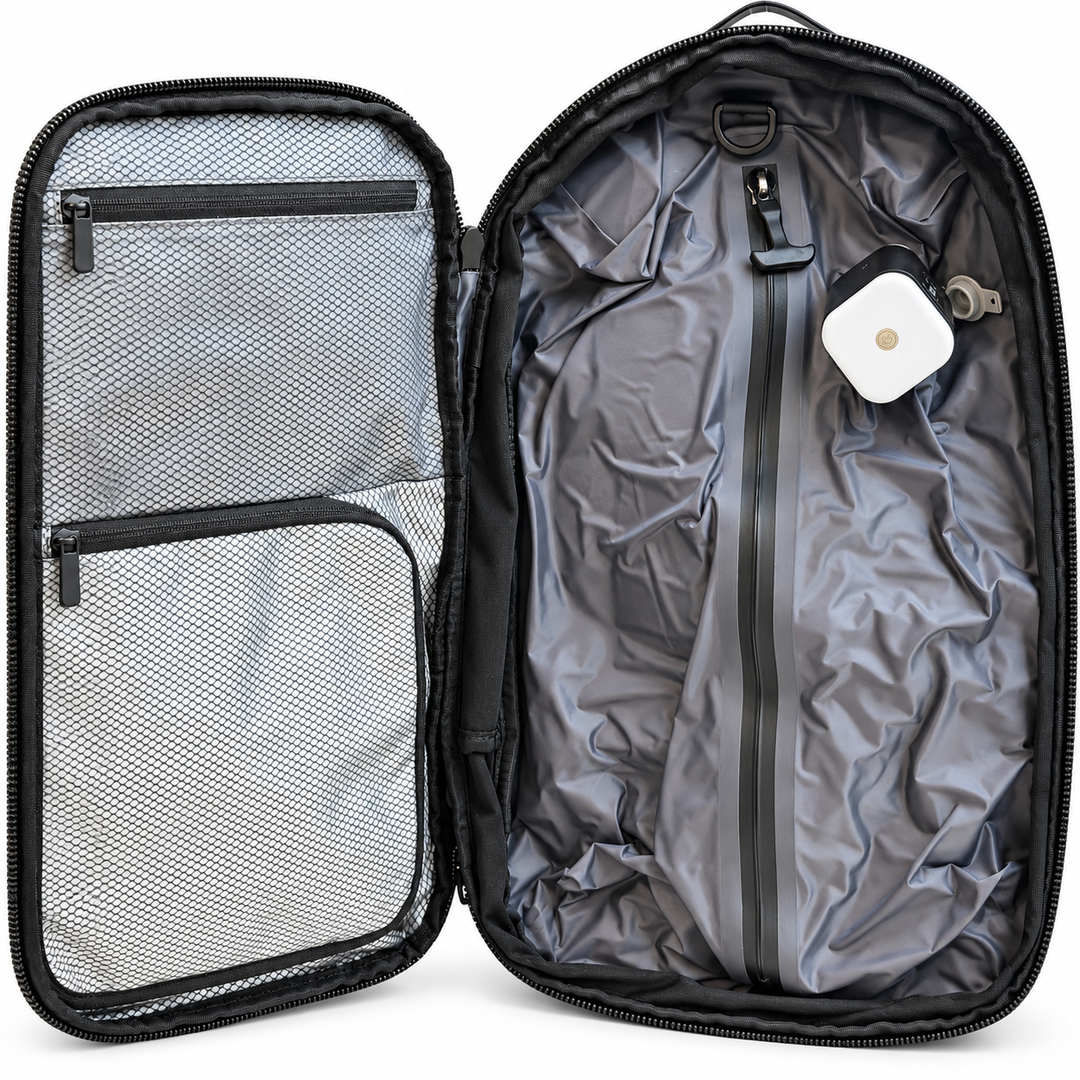 Mochila de viaje Berlin negra 48L comprimible – Bagz, vista 13