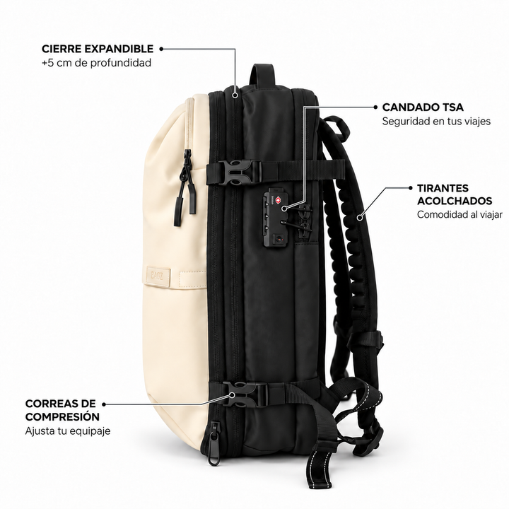 Pack: Mochila de viaje Berlin Beige + Compresor