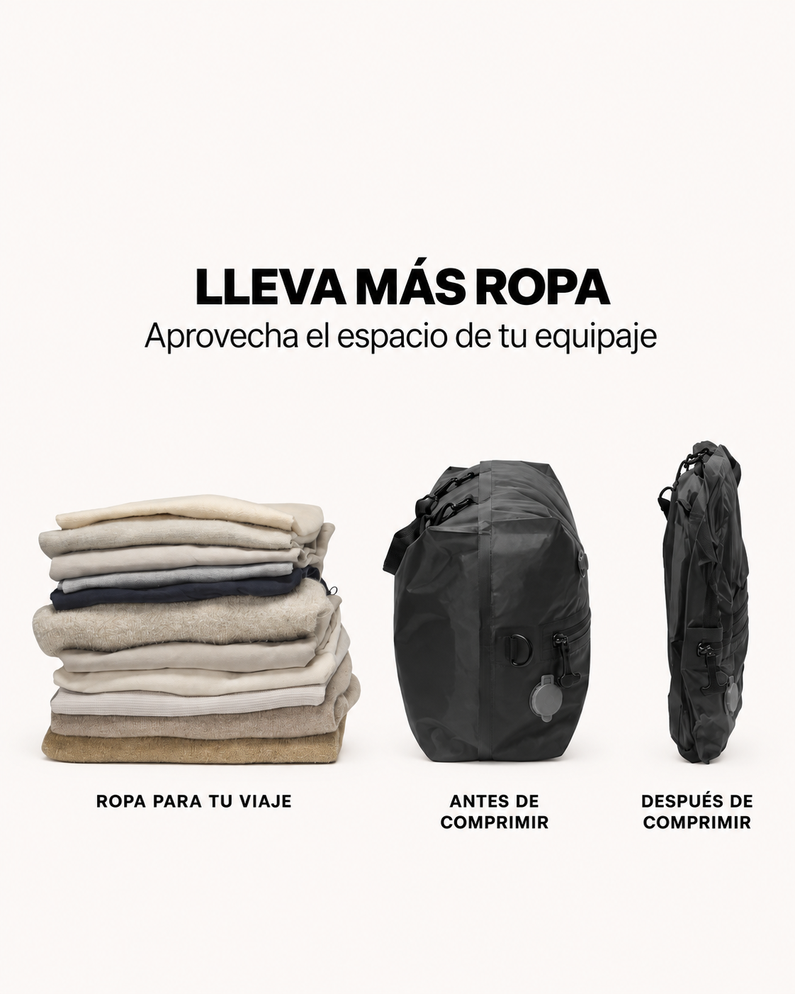 Bolsa de Compresión Compact Bagz - lleva más ropa: antes y después de comprimir