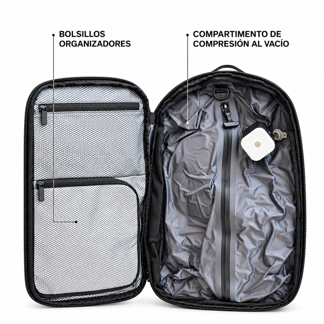 Mochila de viaje comprimible Bagz con compresión al vacío, vista 2