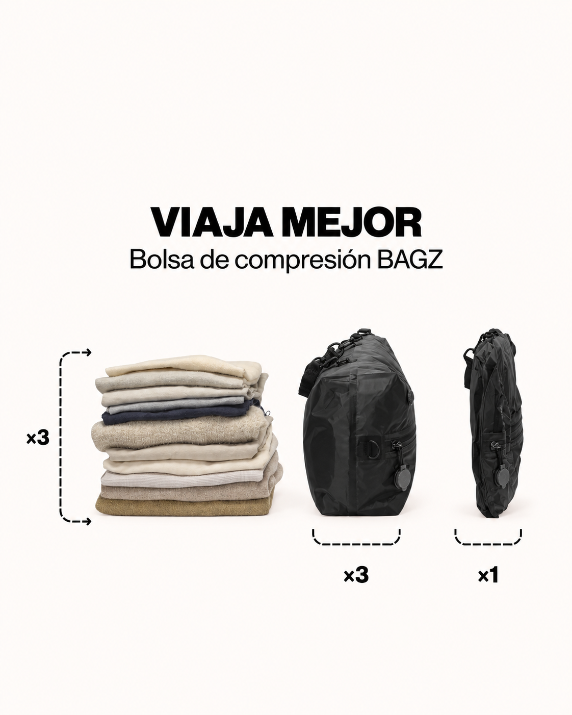 Bolsa de Compresión Compact Bagz - reduce el volumen de la ropa hasta 3 veces