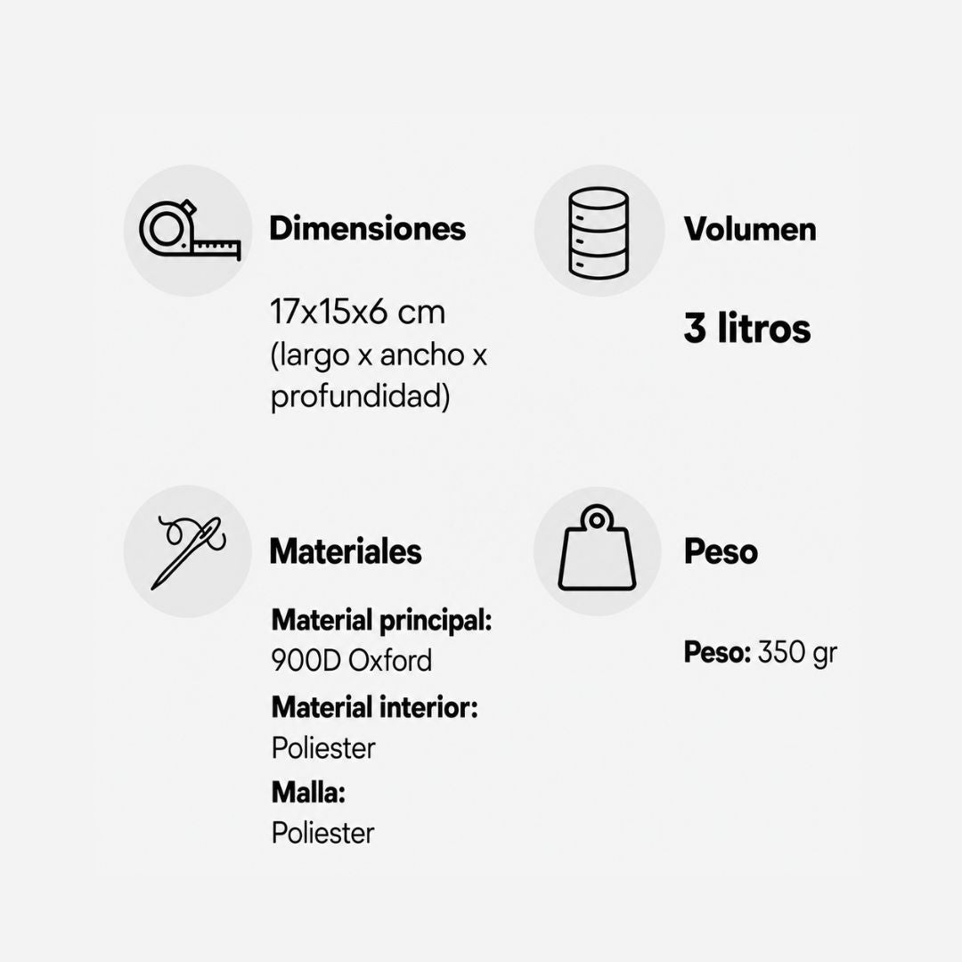 Neceser Mini Bagz: dimensiones, volumen, materiales y peso