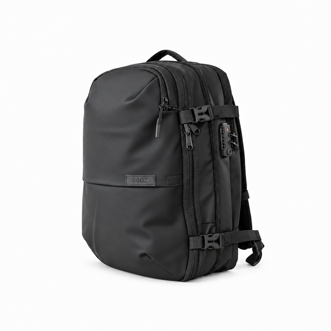Mochila de viaje Berlin negra 48L comprimible – Bagz