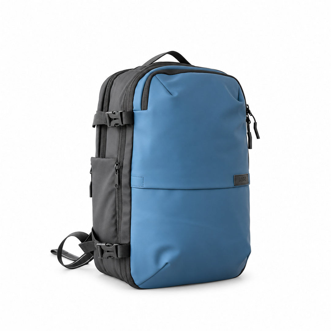 Mochila de viaje Berlin azul 48L comprimible – Bagz, vista 9