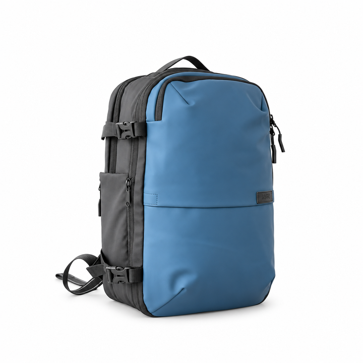 Mochila de viaje Berlin azul 48L comprimible – Bagz, vista 9
