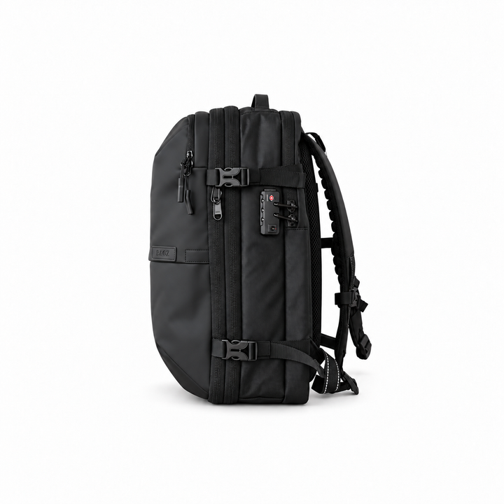 Mochila de viaje Berlin negra 48L comprimible – Bagz, vista 8