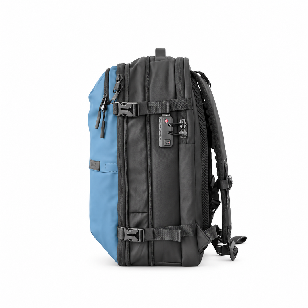 Mochila de viaje Berlin azul 48L comprimible – Bagz, vista 10