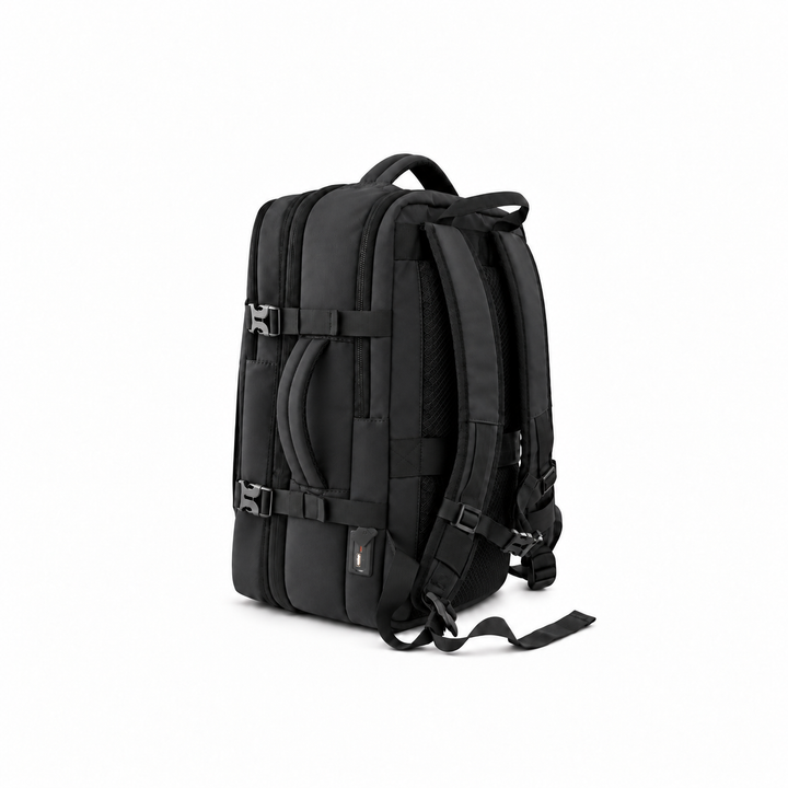 Mochila de viaje Montreal negra 59L comprimible – Bagz, vista 9